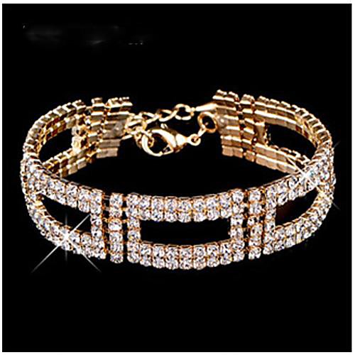 European Fully-jewelled Oblong Alloy Charm Bracelet(Gold,Silver)(1 Pc)