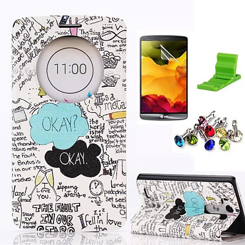 Okay Okay Pattern PU Leather Case with Screen Protector,Stand and Dust Plug for LG G3