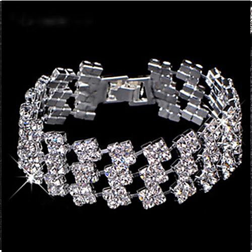 European Fully-jewelled Square Alloy Charm Bracelet(Gold,Silver)(1 Pc)