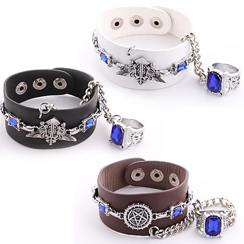 Black Butler Faustian Contract Symbol PU Leather Cosplay Bracelet with Ring