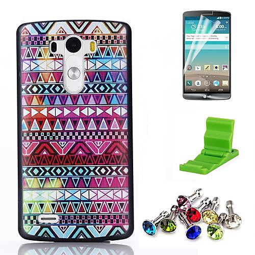 Tribal Symbols Pattern PC Hard Case with Screen Protector,Anti-dust Plug and Stand for LG G3