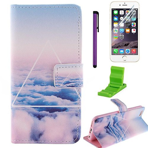 The Sky Triangle Pattern PU Leather Case with Screen Protector and Stylus for iPhone 6