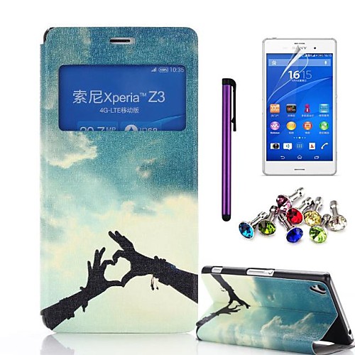 Hands of Love Pattern PU Leather Case with Screen Protector,Stylus and Anti-dust Plug for Sony Xperia Z3 L55T