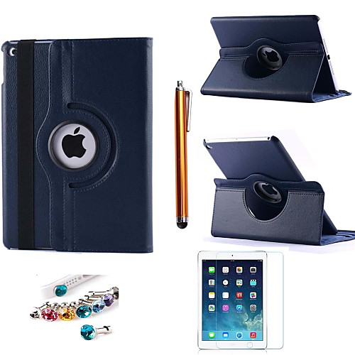 Litchi Rotating PU Leather with Protective Film,Stylus and Dust Plug for iPad Air 2/iPad 6  (Assorted Colors)