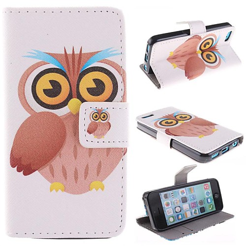 The Owl Design PU Full Body Case with Stand with Card Slot for iPhone 5C