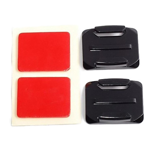 2X Flat Mounts and 2X Curved Mounts with Adhesive Pads for GoPro Hero 3/3/2/1