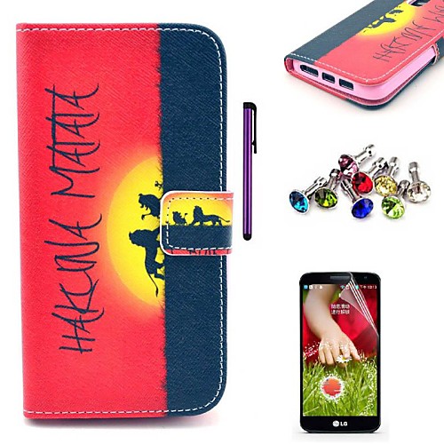 Hakuna Matata Pattern PU Leather Case with Screen Protector,Stylus and Dust Plug for LG G2/D802