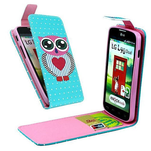 Owls Pattern Open Up and Down PU Leather Full Body Cover with Card Slot for LG L90