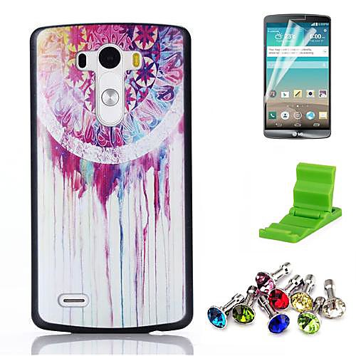 Colorful Rainbow Dream Catcher Pattern PC Hard Case with Screen Protector,Anti-dust Plug and Stand for LG G3