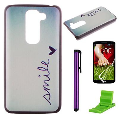 Smile Pattern PC Hard Case with Screen Protector,Stylus and Stand for LG G2