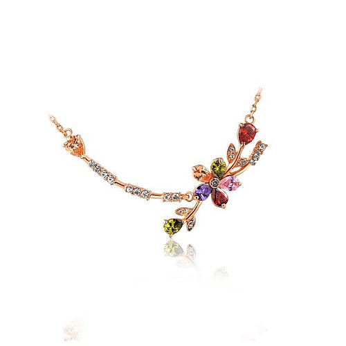 ювелирных изделий партии 18k розового золота красочный Австрии Кристалл букет кулон ожерелье