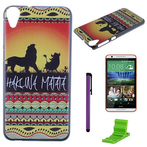 Hakuna Matata on Sunset Lion King Pattern PC Hard Case with Screen Protector,Stylus and Stand for HTC Desire 820 D820u