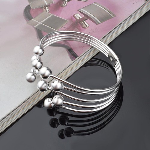 Lureme Fashion Plated Sterling Silver Binary Colour Glaze Beads Bracelet