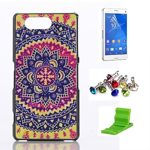 Flower Pattern PC Hard Case with Screen Protector,Anti-dust Plug and Stand for Sony Xperia Z3 mini D5803 M55w