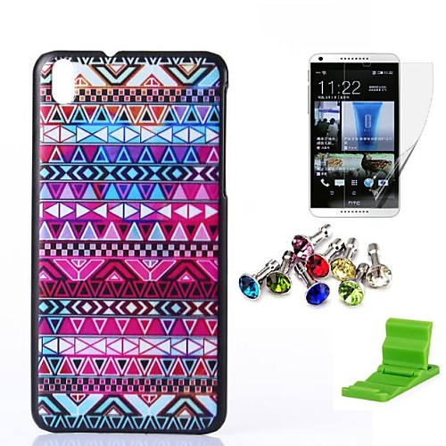 Tribal Symbols Pattern PC Hard Case with Screen Protector,Anti-dust Plug and Stand for HTC Desire 816