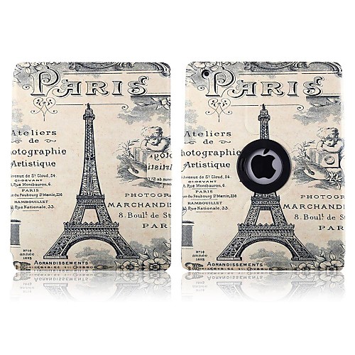 Letters and Paris Tower Pattern 360 Degree Rotation PU Leather Full Body Case with Stand for iPad Air