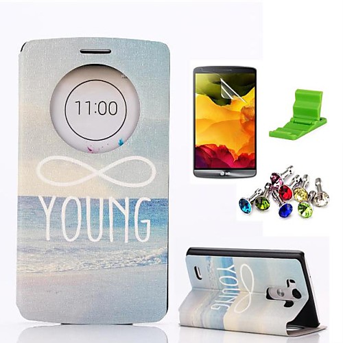 Young Beach Pattern PU Leather Case with Screen Protector,Stand and Dust Plug for LG G3