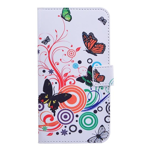 Butterfly Love Flower Pattern PU Leather Case with Stand and Card Slot for Huawei Ascend G7