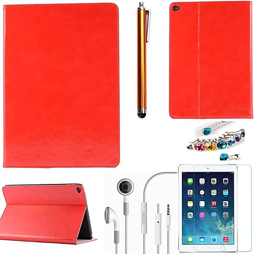 Crazy Horse PU Leather with Protective Film,Stylus,Headset and Dust Plug for iPad Air 2 /iPad 6 (Assorted Colors)