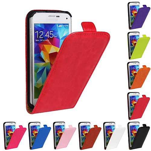 Flip-Open Horse Grain PU Leather Full Body Case for Samsung Galaxy S5 Mini (Assorted Colors)