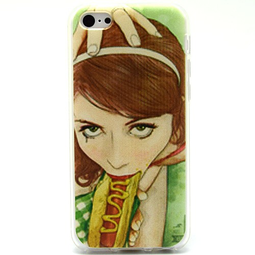 Hot Dog Girl Pattern Soft Case for iPhone 5C