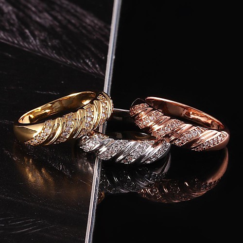 Fashion Gold Plated Women (Zircon Inlaid) Statement Rings (1 Pc)