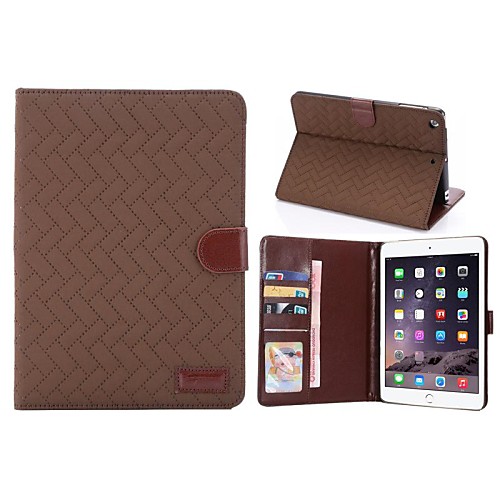 Grid Pattern Full Body Leather Case with Card Slot and Stand for iPad Mini 3/2(Assorted Color)