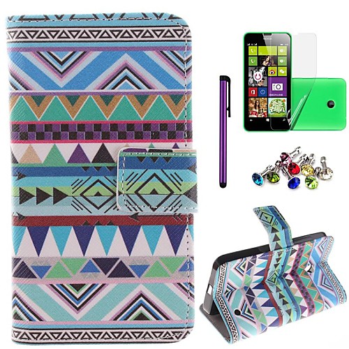 Bow and Arrow Pattern PU Leahter Case with Film,Stylus and Dust Plug for Nokia Lumia 630/635