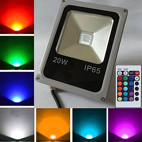 Gray Waterproof 20W 1600LM RGB Light Remote Controlled LED Flood Lamp (85V-265V)