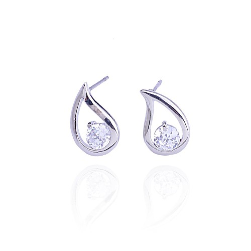 Lureme Simple Style Drill Water Drop Alloy Stud Earrings