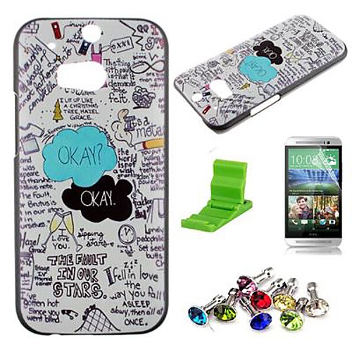 Okay Okay Pattern PC Hard Case with Screen Protector,Dust Plug and Stand for HTC One M8