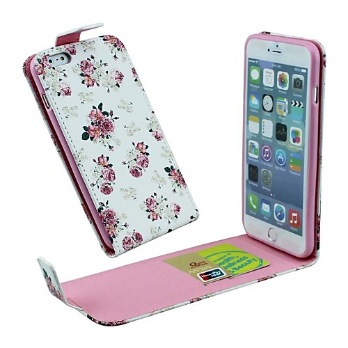 Flip-Open Rose Flower Pattern PU Leather Full Body Cover with Card Slot Case for iPhone 6