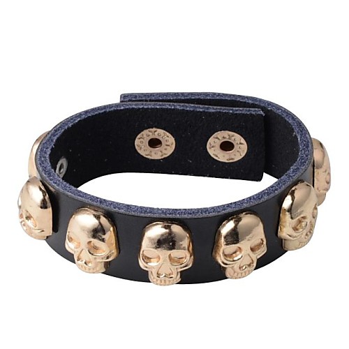 Fashion   Hot New  Metal Skull Nails Genuine Leather Punk Bracelet  Leather Bracelet   20mm