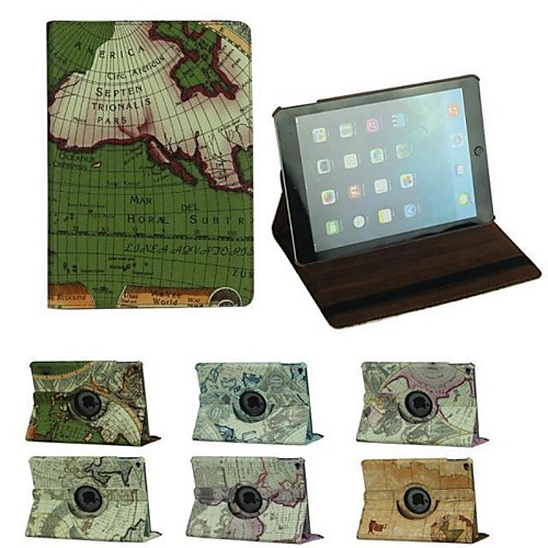 9.7 Inch 360 Degree Rotation Maps Pattern with Stand Case for iPad Air 2(Assorted Colors)