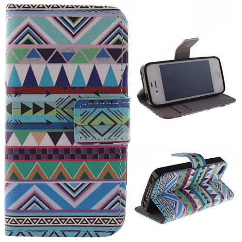 National Wind Patterns PU Leather Full Body Cover with Stand and Money Holder for iPhone 4/4S