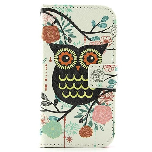 Black Owl PU Leather Case with Waist Clip for Samsung S4 Mini I9190