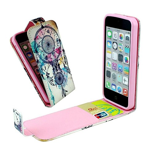 Flip-Open Dream Catcher Pattern PU Leather Full Body Cover with Card Slot Case for iPhone 5C