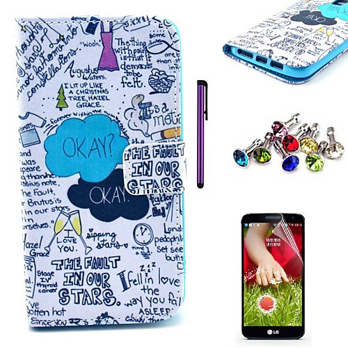 Okay Okay Pattern PU Leather Case with Screen Protector,Stylus and Dust Plug for LG G2/D802