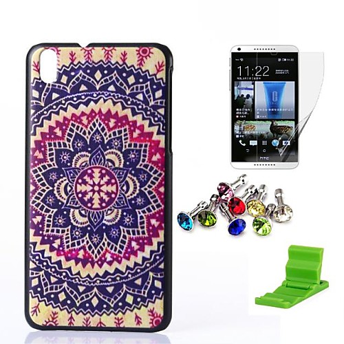 Flower Pattern PC Hard Case with Screen Protector,Anti-dust Plug and Stand for HTC Desire 816