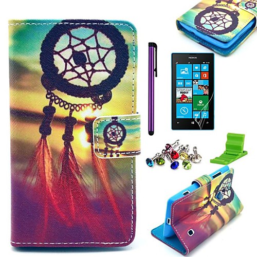 Catcher Pattern PU Leather Case with Screen Protector,Stylus,Dust Plug and Stand for Nokia Lumia N520