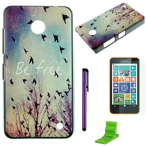 Be Free Pattern PC Hard Case with Screen Protector,Stylus and Stand for Nokia Lumia 630/635