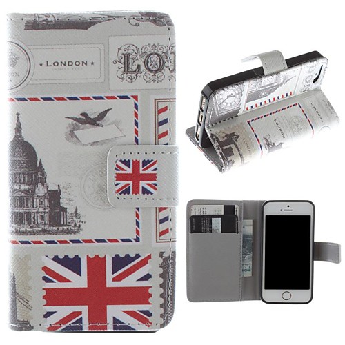 Stamp Designing PU Full Body Case with Stand with Card Slot for iPhone 5/5S