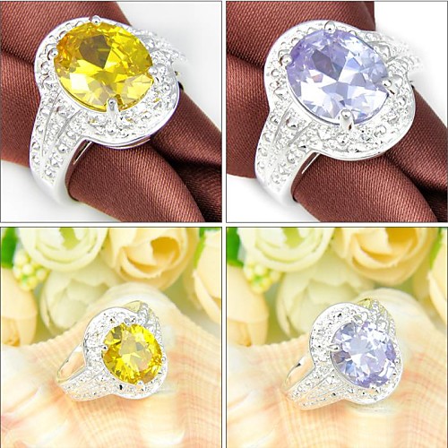 Newest Oval Citrine Amethyst Gemstone Silver Ring 1PC