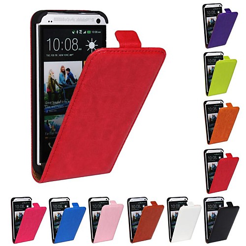 Flip-Open Horse Grain PU Leather Full Body Case for HTC One M7 (Assorted Colors)