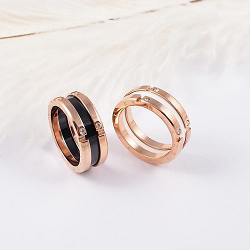 Classic Ceramic Titanium Steel Rose Gold Plated Rings