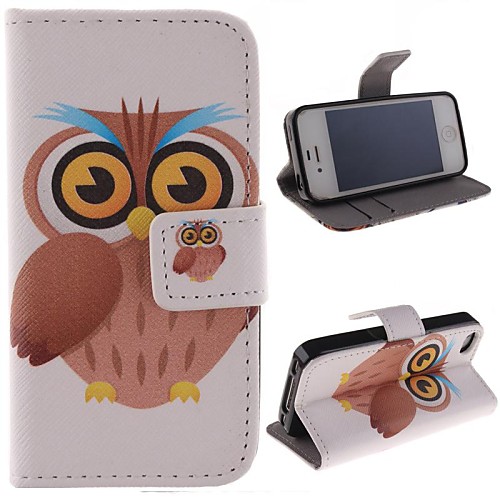 The Owl Design PU Full Body Case with Stand with Card Slot for iPhone 4/4S