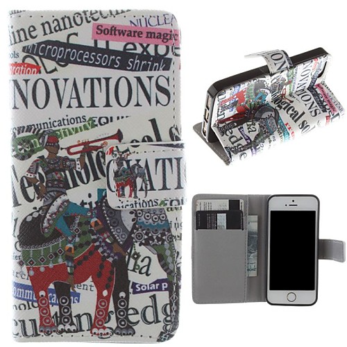 The Elephant Design PU Full Body Case with Stand with Card Slot for iPhone 5/5S