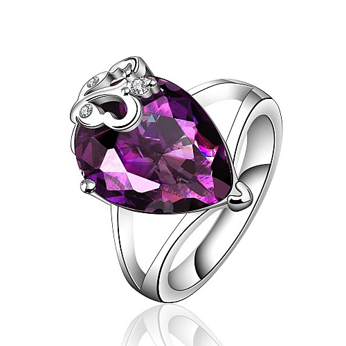 Unique Design Single Purple Stone Glittering Wedding Ring Moroccan