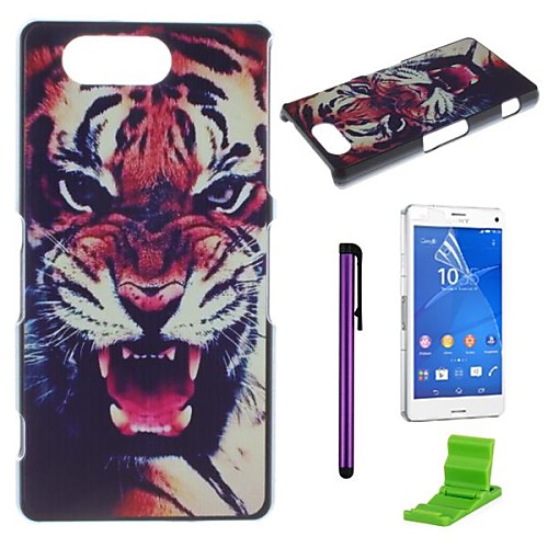 Fierce Tiger Pattern PC Hard Case with Screen Protector,Stylus and Stand for Sony Xperia Z3 Compact / Z3 mini M55w