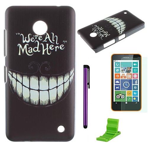 Cartoon Crazy Teeth Pattern PC Hard Case with Screen Protector,Stylus and Stand for Nokia Lumia 630/635